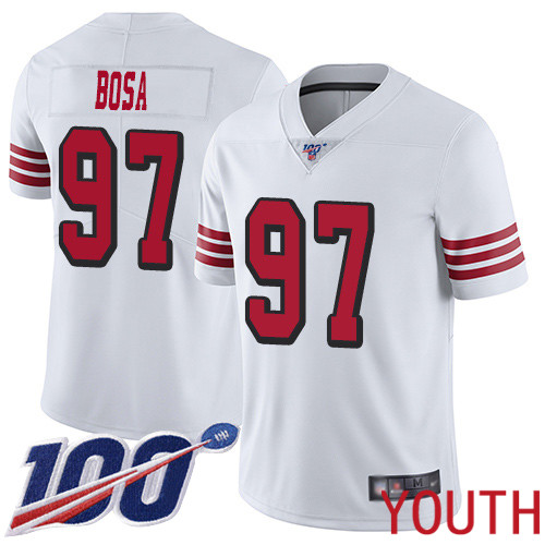 San Francisco 49ers Limited White Youth Nick Bosa NFL Jersey #97 100th Season Rush Vapor Untouchable
